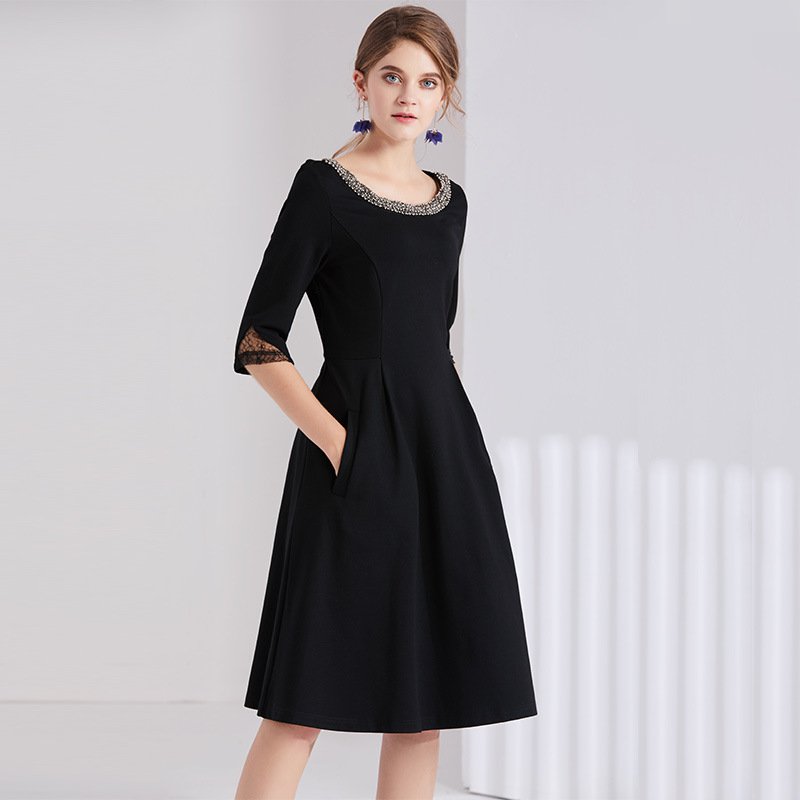 Size XL Black Vintage Retro Evening Dress