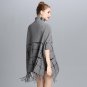 Size S Grey Women Grid Tassel Tops