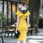 Size S Yellow Women Fashion V-neck OL Party Mini Dress