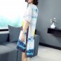 Size XL White Floral Women Long Loose Silk Summer Dress Tassel