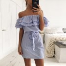 Size S Blue Women Mini Stripe Dress DM1069