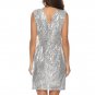 Size M Silver Sequined V-neck Chic Dress DM1074