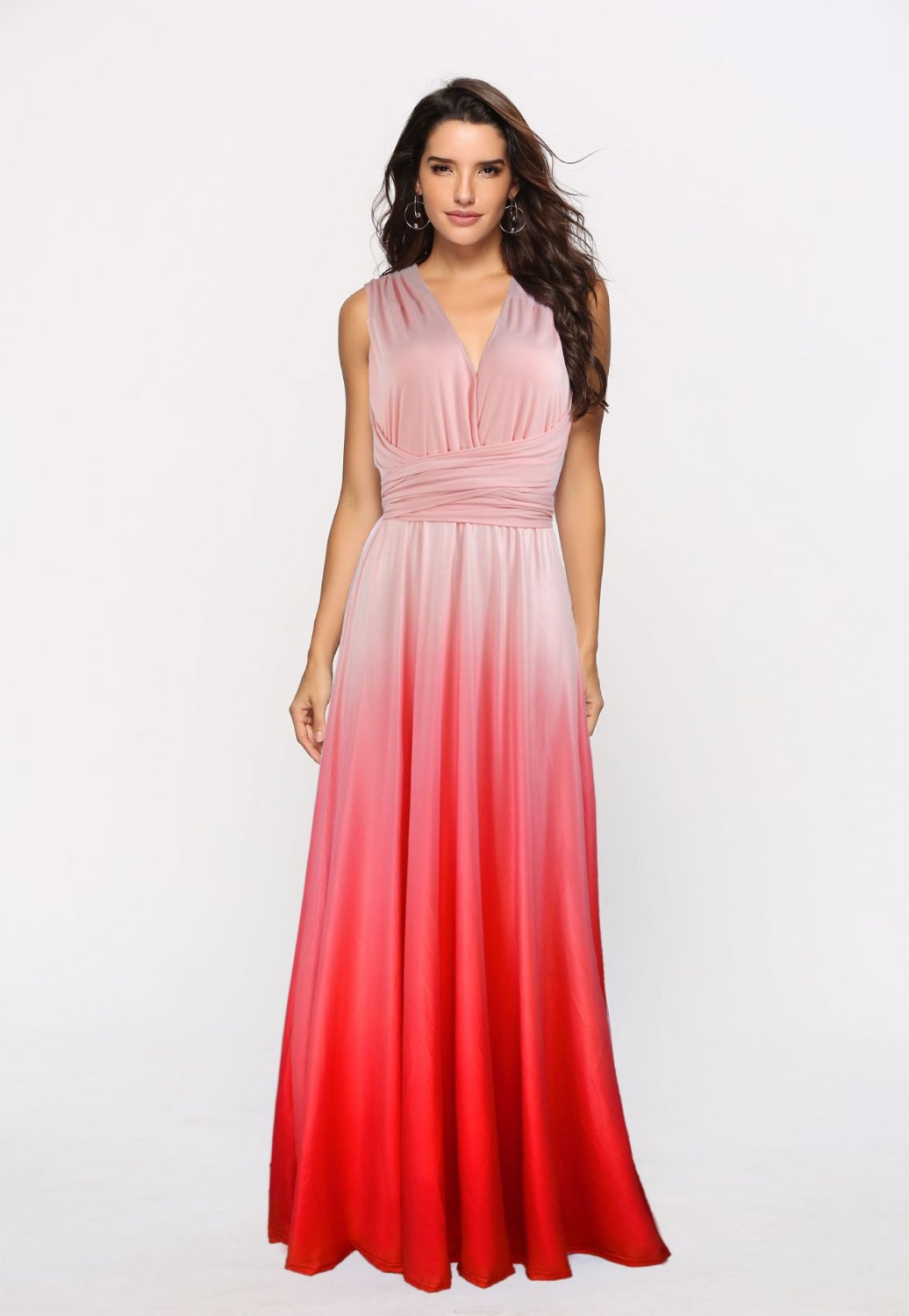 Size S Pink Gradient Sexy Cross Bandage Evening Dress DM1077