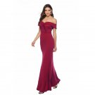 Size L Wine V-neck Split Women Elegant Dress DM1079