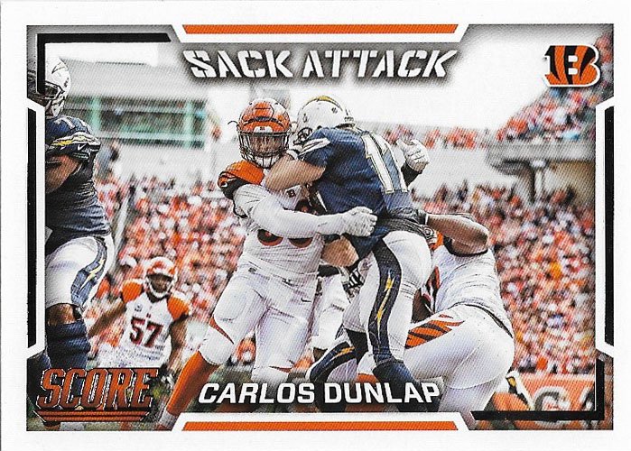 Carlos Dunlap 2016 Score Sack Attack #2 Cincinnati Bengals Football Card