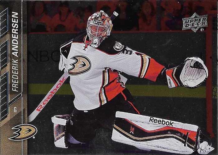 Frederik Andersen 2015-16 Upper Deck Silver Foil Board #2 Anaheim Ducks Hockey Card