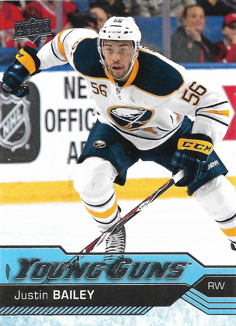 Justin Bailey 2016-17 Upper Deck Young Guns Rookie #246 Buffalo Sabres Hockey Card