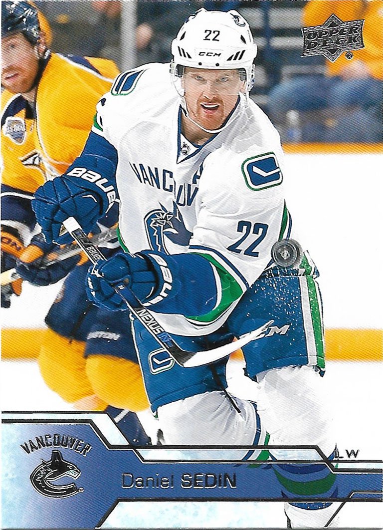 Daniel Sedin 2016-17 Upper Deck #179 Vancouver Canucks Hockey Card