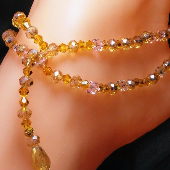 Brazil's Caramel & Pink Cream Drop Anklet