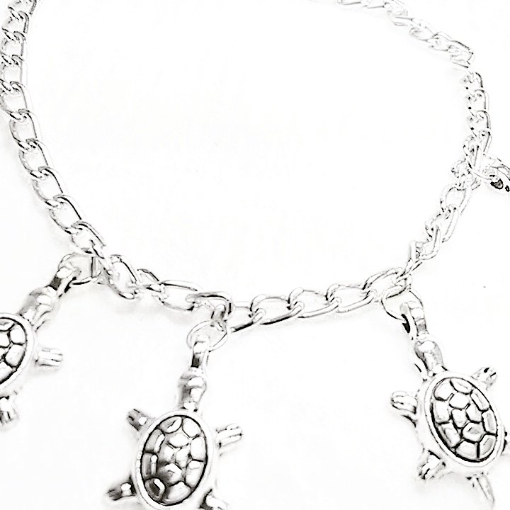 Kids Silver Turtle Charm Bracelet
