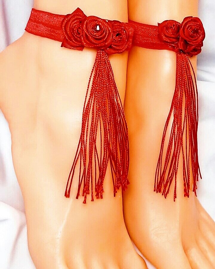 Rose Red Anklets Set of 2