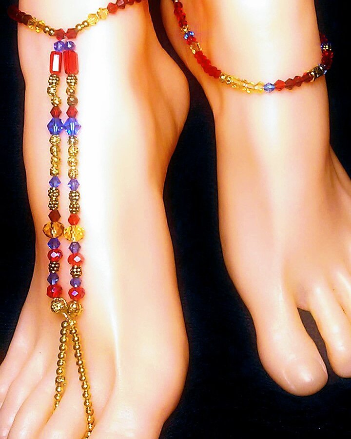 Royal Robin Barefoot Sandal Toe Ring Anklet Set