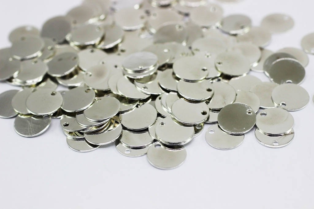 10 Pcs 12x10mm Shiny Silver Plated Disc Solid Brass Disc Round