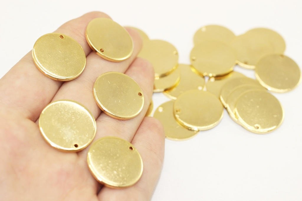 10 Pcs 1.4x14mm Gold Plated Disc, Gold Plated Disc, Round Stamping