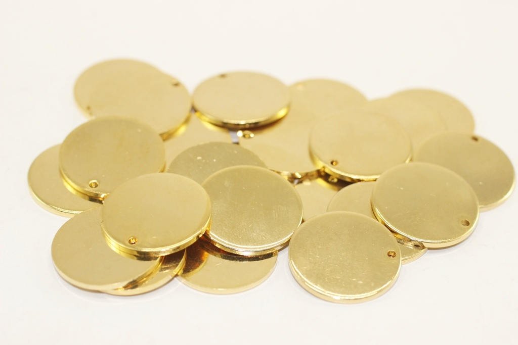 10 Pcs 1.4x14mm Gold Plated Disc, Gold Plated Disc, Round Stamping