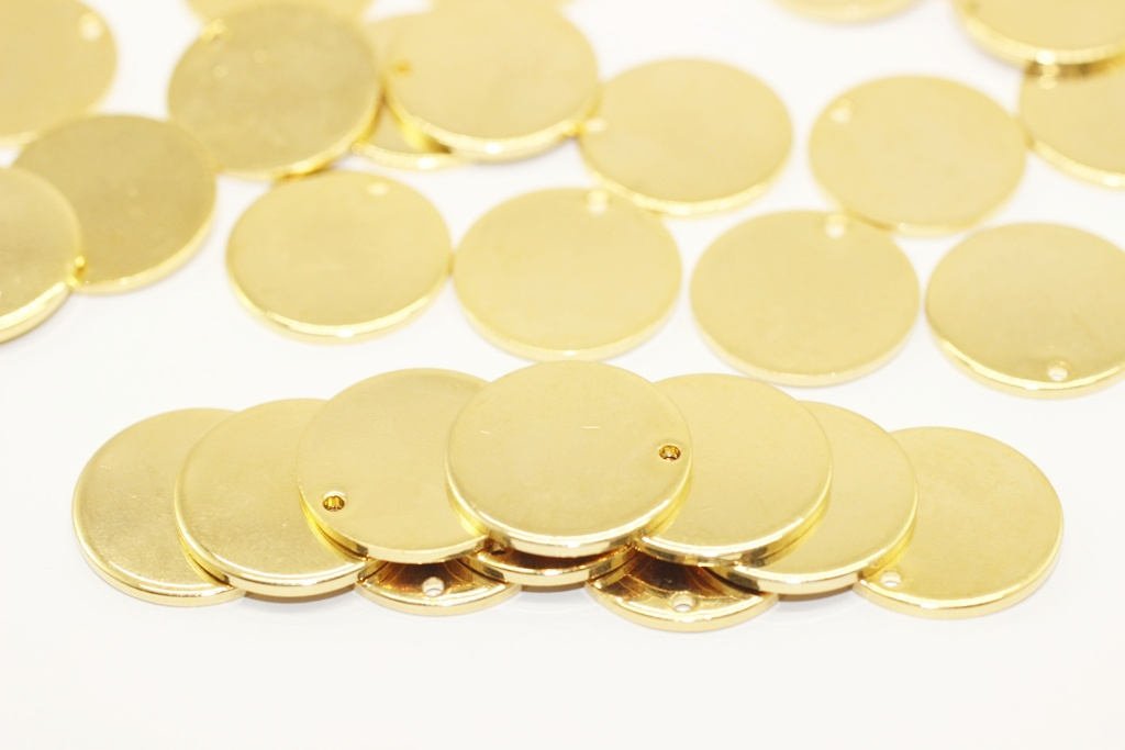 10 Pcs 1.4x20mm Gold Plated Disc, Gold Plated Disc, Round Stamping Discs