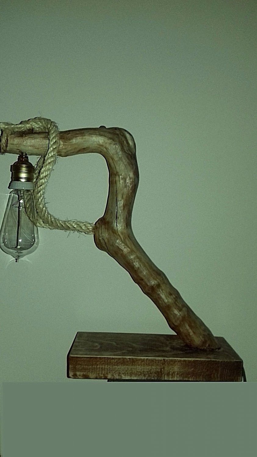 Stunning Handmade Driftwood lamp with rope. Home decor. Office Decor