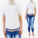 WOMEN SHIRT, BLOUSE with a collar  AND SHORT SLEEVES size 38