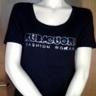RUBACUORI TOP T-SHIRT FASHION WOMAN SIZE (L) BLACK T-SHIRT, STRASS T-SHIRT
