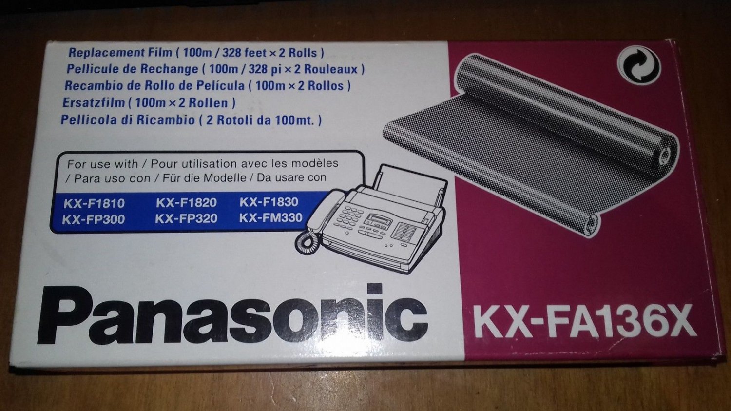 Original Panasonic KX-FA136X Replacement Film ( 100m / 328 feet X 2 Rolls )