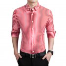 Mens Long Sleeve Slim Fit Casual Cotton Stripe Shirt