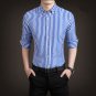 Mens Long Sleeve Slim Fit Casual Cotton Stripe Shirt