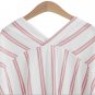Summer Slim Fit Casual Women Stripes V Neck Bat Sleeve Blouse Shirt