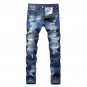 Straight Slim Casual Men Ripped Holes Jeans Denim Long Pants