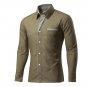 Slim Fit Casual Men Turn Down Collar Cotton Long Sleeve Button Front Solid Shirt