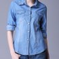 2017 Spring Autumn Slim Fit Women's Long Sleeve Button Front Denim Jeans Shirts