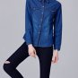 2017 Spring Autumn Slim Fit Women's Long Sleeve Button Front Denim Jeans Shirts