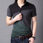 2016 Summer Short Sleeve Turn-down Buttoned Collar Cotton Patchwork Men T Shirts