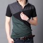 2016 Summer Short Sleeve Turn-down Buttoned Collar Cotton Patchwork Men T Shirts