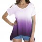 Summer Slim Fit Casual Women Strapless Short Sleeved Gradient Color T Shirts