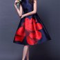 Elegant Vintage Rose Large Floral Print Midi High Waist Ball Gown Tank Dress