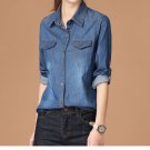 2017 Slim Fit Casual Women Long Sleeve Denim Jeans Shirts