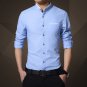 2016 Summer Slim Fit Casual Men Shirts Mandarin Collar Solid Camisas Hombre