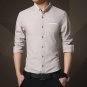 2016 Summer Slim Fit Casual Men Shirts Mandarin Collar Solid Camisas Hombre