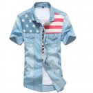 Summer Flag Print Short Sleeve O-Neck Men T Shirts