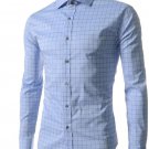 Slim Fit Mens Plaid Causal Shirt Long Sleeve Turn-down Collar Chemise Homme