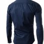 Slim Fit Mens Plaid Causal Shirt Long Sleeve Turn-down Collar Chemise Homme