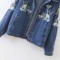 Floral Embroidery Single-breasted Lapels Denim Jeans Women Casual Jackets Coat