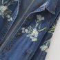 Floral Embroidery Single-breasted Lapels Denim Jeans Women Casual Jackets Coat