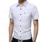 Summer Slim Fit Casual Men Cotton Short Sleeve Button Front Shirts