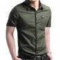 Summer Slim Fit Casual Men Cotton Short Sleeve Button Front Shirts