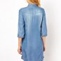 Plus Size Casual Half Roll Sleeve Women's Denim Jeans Dresses Blue Vestidos
