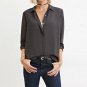 Women Long Sleeve OL Career Blouse Slim Single Breasted Buttons Shirts Tops