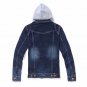 Men's Jeans Jacket Hat Detachable Turn-down Collar Casual Men Denim Coat