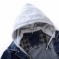 Men's Jeans Jacket Hat Detachable Turn-down Collar Casual Men Denim Coat