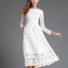 2017 Summer Women Hollow Out Elegant White Lace Casual Dress Ladies Vestidos